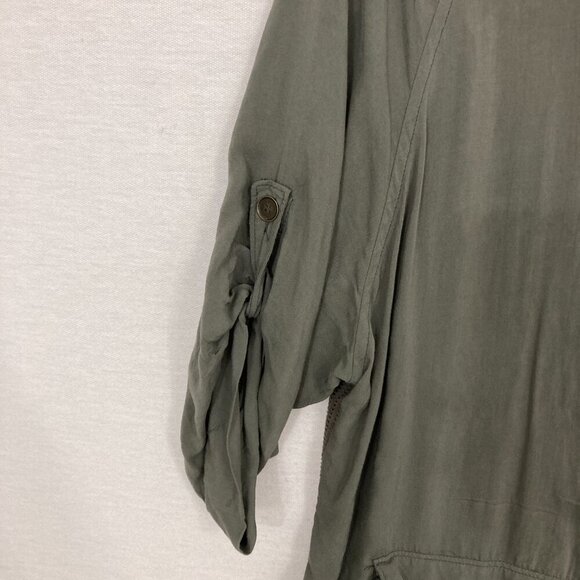 XCVI Dark Gray Full Zip Ultra Soft Pockets Rolled Tab Light Jacket Medium - Picture 5 of 10